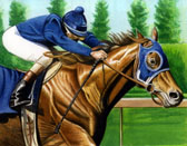 Thoroughbred, Equine Art - Chestnut and Blue